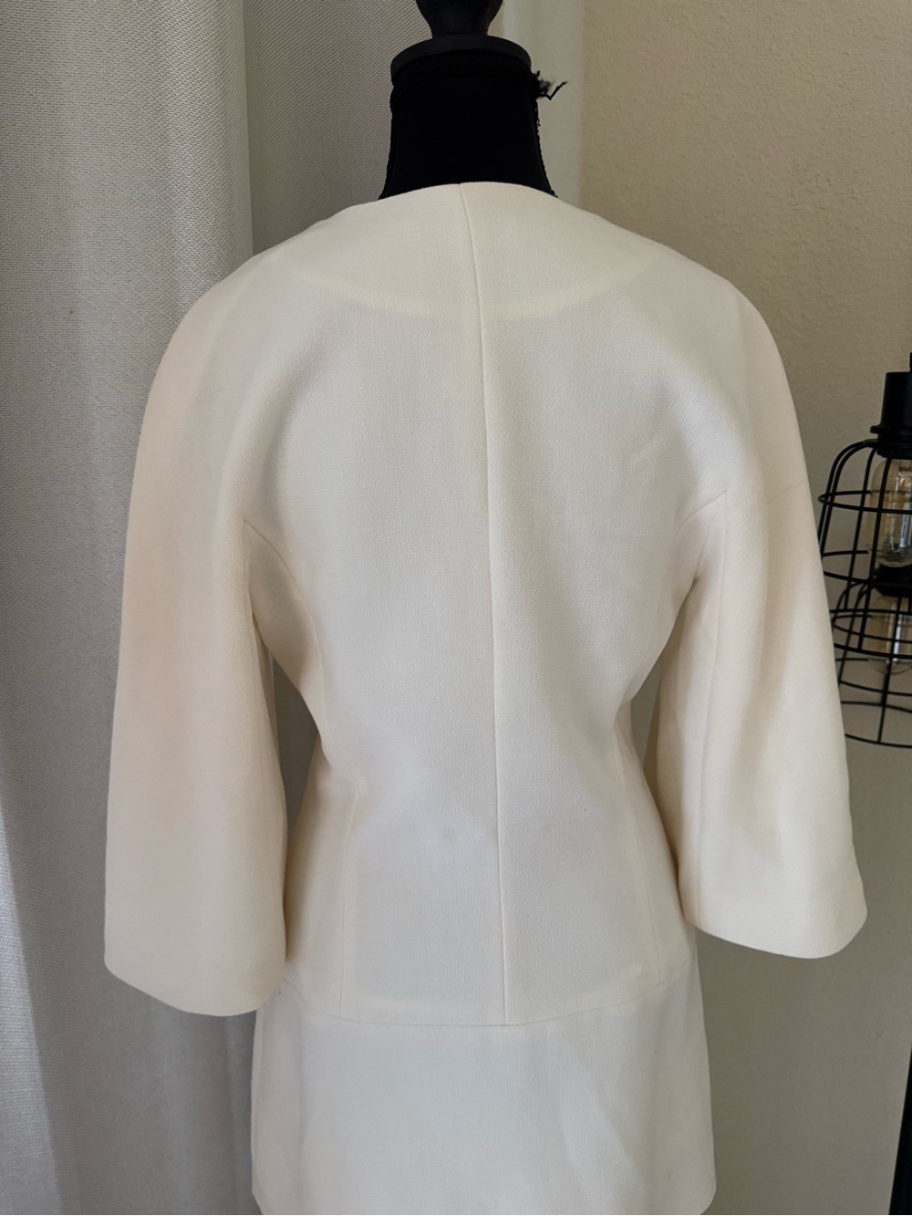 ALEXIS Dominique Ivory Wool Zip Front Mini Dress Size S Designer Pocket Dress - Picture 9 of 10